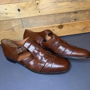 Nordstrom Fisherman Sandal Men’s 15 All Leather Closed Front Brown Basket Weave